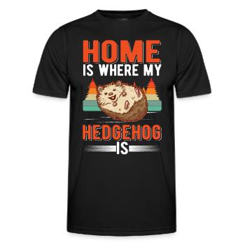 Home is where my hedgehog is - Men's Functional T-Shirt - black - Front - AI Model Male 178 dark (178cm)