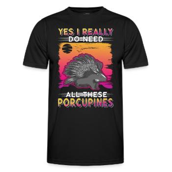 Porcupine Gift Porcupine - Men's Functional T-Shirt - black - Front - AI Model Male 178 dark (178cm)