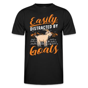 Facilement distrait par les chèvres Ziegenwirt Goat - T-shirt sport Homme - noir - Devant - AI Model Male 178 dark (178cm)
