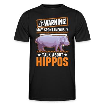 Warning Hippo Hippo Hippo Hippo - Men's Functional T-Shirt - black - Front - AI Model Male 178 dark (178cm)