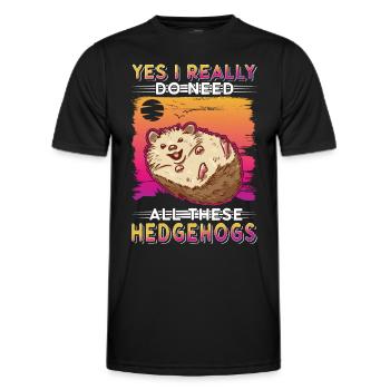 Yes I really do need all these Hedgehogs Igel - Men's Functional T-Shirt - black - Front - AI Model Male 178 dark (178cm)