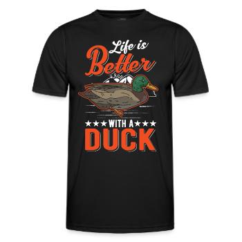 Das Leben ist besser mit Enten - Männer Funktions-T-Shirt - Schwarz - Vorne - AI Model Male 178 dark (178cm)