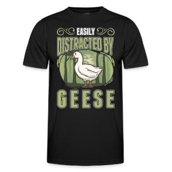 Easily distracted by Geese goose breeder geese - Men's Functional T-Shirt - black - Front - AI Model Male 178 dark (178cm)