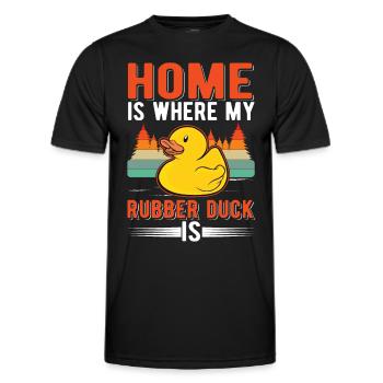 La maison est l’endroit où mon canard en caoutchouc est Canard grinçant - T-shirt sport Homme - noir - Devant - AI Model Male 178 dark (178cm)