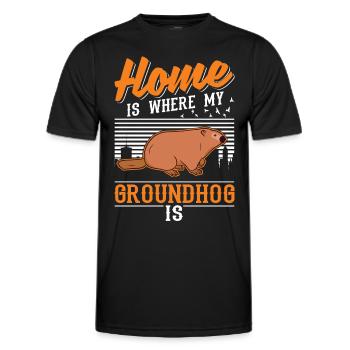 Groundhog Home Groundhog Day Marmot - Men's Functional T-Shirt - black - Front - AI Model Male 178 dark (178cm)