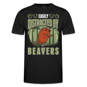 Easily distracted by Beavers Biber - Männer Funktions-T-Shirt - Schwarz - Vorne - AI Model Male 178 dark (178cm)