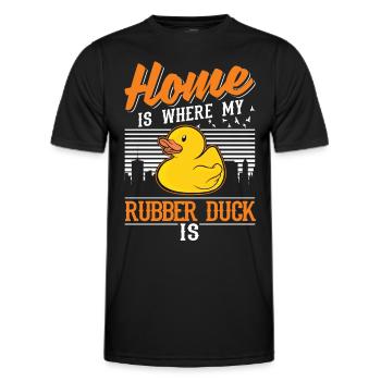 La maison est l’endroit où mon canard en caoutchouc est Canard grinçant - T-shirt sport Homme - noir - Devant - AI Model Male 178 dark (178cm)