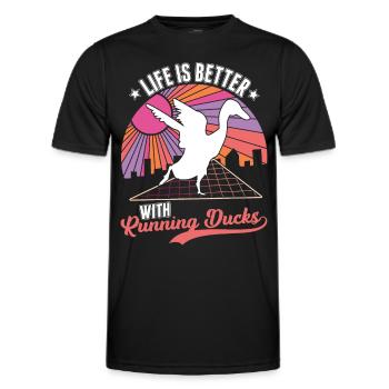 La vie est meilleure avec les canards qui courent - T-shirt sport Homme - noir - Devant - AI Model Male 178 dark (178cm)