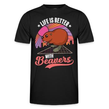 Das Leben ist besser mit einem Biber - Männer Funktions-T-Shirt - Schwarz - Vorne - AI Model Male 178 dark (178cm)