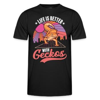 La vie est meilleure avec un gecko - T-shirt sport Homme - noir - Devant - AI Model Male 178 dark (178cm)