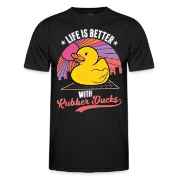 Life is better with rubber ducks - Men's Functional T-Shirt - black - Front - AI Model Male 178 dark (178cm)