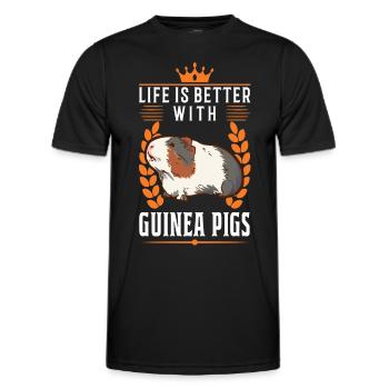 Guinea Pig Gift Guinea Pig - Men's Functional T-Shirt - black - Front - AI Model Male 178 dark (178cm)