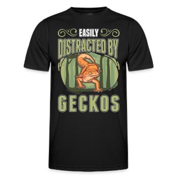 Facilement distrait par Geckos Leopard Gecko - T-shirt sport Homme - noir - Devant - AI Model Male 178 dark (178cm)