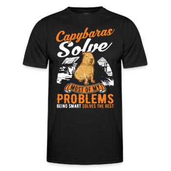 Capybara Wasserschwein Capibara - Men's Functional T-Shirt - black - Front - AI Model Male 178 dark (178cm)