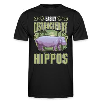 Facilement distrait par les hyènes Erdwolf Hyène - T-shirt sport Homme - noir - Devant - AI Model Male 178 dark (178cm)