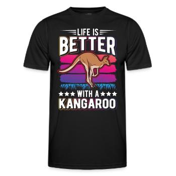 Life is better with kangaroos - Men's Functional T-Shirt - black - Front - AI Model Male 178 dark (178cm)