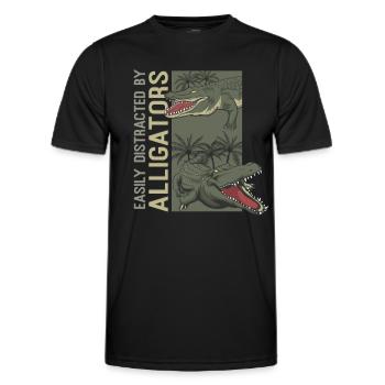 Facilement distrait par les alligators Alligator drôle - T-shirt sport Homme - noir - Devant - AI Model Male 178 dark (178cm)