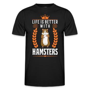 La vie est meilleure avec un hamster - T-shirt sport Homme - noir - Devant - AI Model Male 178 dark (178cm)