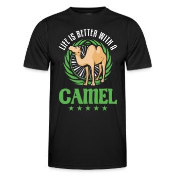 Life is better with a camel - Men's Functional T-Shirt - black - Front - AI Model Male 178 dark (178cm)