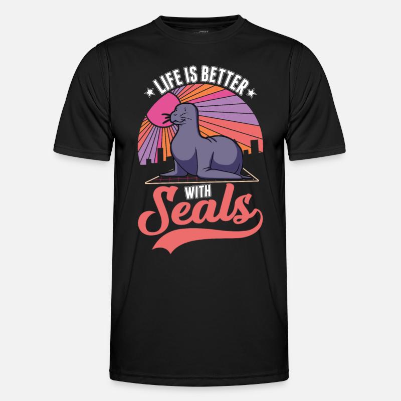 Das Leben ist besser mit einem Seehund Robbe Männer Funktions-T-Shirt