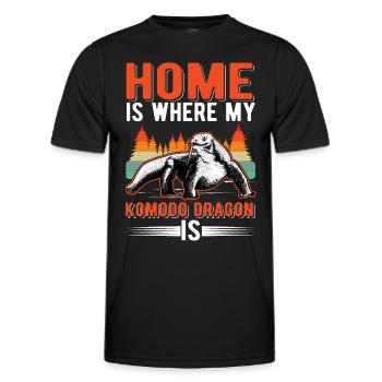 La maison est l’endroit où mon dragon de Komodo est un varan - T-shirt sport Homme - noir - Devant - AI Model Male 178 dark (178cm)