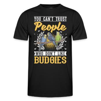 Budgerigar Gift Welli cockatiel - Men's Functional T-Shirt - black - Front - AI Model Male 178 dark (178cm)
