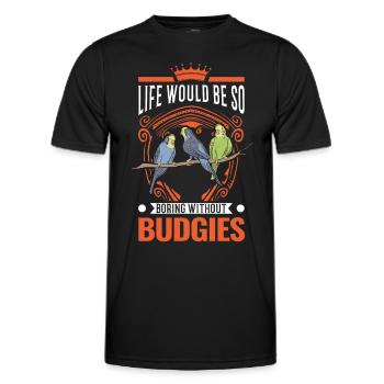 Budgerigar Gift Welli cockatiel - Men's Functional T-Shirt - black - Front - AI Model Male 178 dark (178cm)