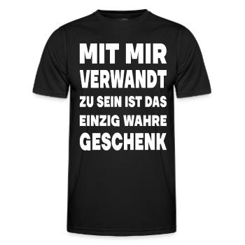 MIT MIR VERWANDT ZU SEIN IST DAS EINZIG WAHRE - Männer Funktions-T-Shirt - Schwarz - Vorne - AI Model Male 178 dark (178cm)