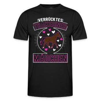 Verrücktes Trakehner Mädchen - Männer Funktions-T-Shirt - Schwarz - Vorne - AI Model Male 178 dark (178cm)