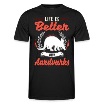 La vie est meilleure avec aardvark - T-shirt sport Homme - noir - Devant - AI Model Male 178 dark (178cm)