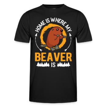 Zuhause ist wo mein Biber ist Biberdamm - Männer Funktions-T-Shirt - Schwarz - Vorne - AI Model Male 178 dark (178cm)