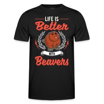 Das Leben ist besser mit einem Biber - Männer Funktions-T-Shirt - Schwarz - Vorne - AI Model Male 178 dark (178cm)