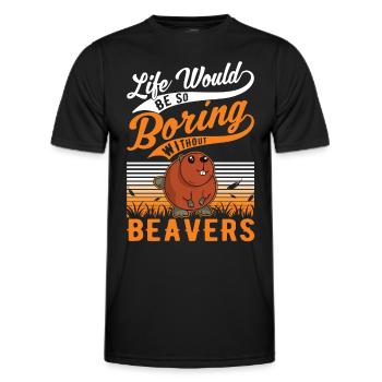 Biber Geschenk Biberdamm - Männer Funktions-T-Shirt - Schwarz - Vorne - AI Model Male 178 dark (178cm)