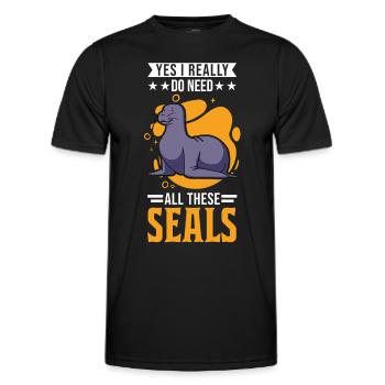 Cadeau de phoque Phoque Lion de mer - T-shirt sport Homme - noir - Devant - AI Model Male 178 dark (178cm)
