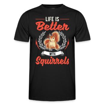 La vie est meilleure écureuil - T-shirt sport Homme - noir - Devant - AI Model Male 178 dark (178cm)