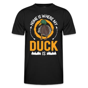 La maison, c’est là où se trouvent mes canards - T-shirt sport Homme - noir - Devant - AI Model Male 178 dark (178cm)
