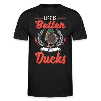 Das Leben ist besser mit Enten - Männer Funktions-T-Shirt - Schwarz - Vorne - AI Model Male 178 dark (178cm)
