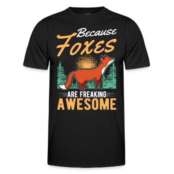 Because Foxes are freaking awesome Fuchs - Men's Functional T-Shirt - black - Front - AI Model Male 178 dark (178cm)