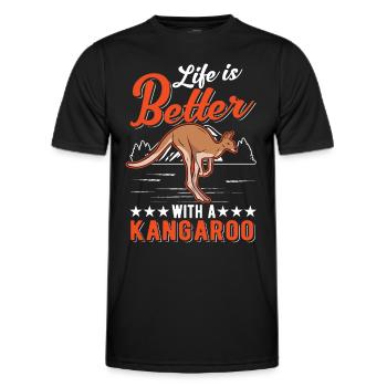 Das Leben ist besser mit Kängurus - Männer Funktions-T-Shirt - Schwarz - Vorne - AI Model Male 178 dark (178cm)