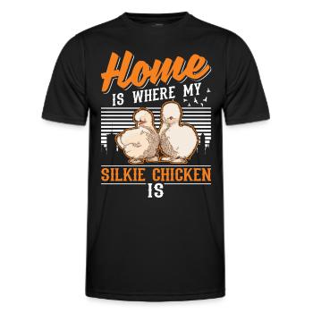 La maison est l’endroit où se trouve mon poulet en soie - T-shirt sport Homme - noir - Devant - AI Model Male 178 dark (178cm)