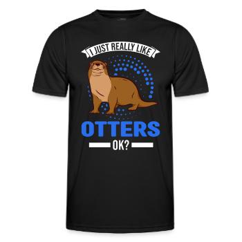 I just really like Otters Fischotter Seeotter - Männer Funktions-T-Shirt - Schwarz - Vorne - AI Model Male 178 dark (178cm)