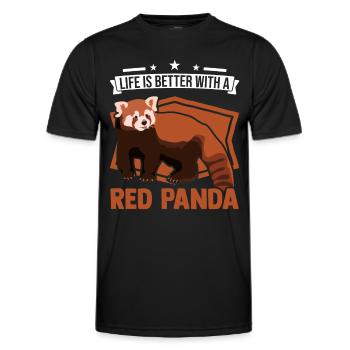 La vie est meilleure avec un panda roux - T-shirt sport Homme - noir - Devant - AI Model Male 178 dark (178cm)