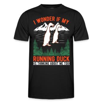 Indian Running Duck Bouteille cadeau Canard Canard - T-shirt sport Homme - noir - Devant - AI Model Male 178 dark (178cm)