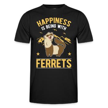 Happiness is being with Ferrets Frettchen - Männer Funktions-T-Shirt - Schwarz - Vorne - AI Model Male 178 dark (178cm)