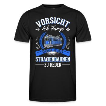 Straßenbahn Geschenk Straßenbahnfahrer Tram S-Bahn - Männer Funktions-T-Shirt - Schwarz - Vorne - AI Model Male 178 dark (178cm)