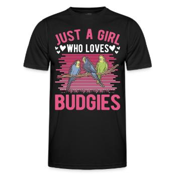 Just a Girl Who loves Budgies Budgie Parakeet - Men's Functional T-Shirt - black - Front - AI Model Male 178 dark (178cm)