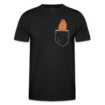 Marmotte dans la poche de poitrine Marmotte Jour de la marmotte - T-shirt sport Homme - noir - Devant - AI Model Male 178 dark (178cm)