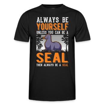 Seal Gift Sea Lion Seal Sea Lion - Men's Functional T-Shirt - black - Front - AI Model Male 178 dark (178cm)
