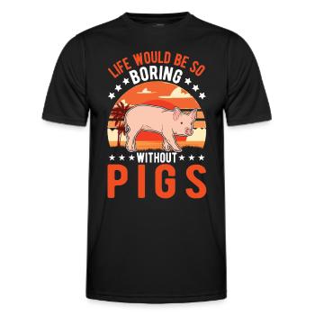 Pig Gift Farmer Pig - Men's Functional T-Shirt - black - Front - AI Model Male 178 dark (178cm)