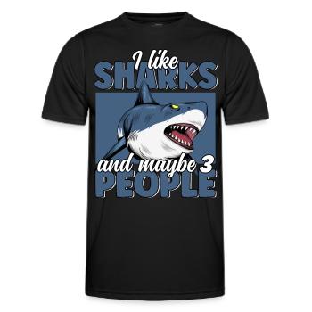 Ich mag Sharks & Maybe 3 People Funny Great White - Männer Funktions-T-Shirt - Schwarz - Vorne - AI Model Male 178 dark (178cm)